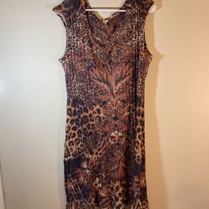 Reba Black & Brown Cheta  below the knee Dress Size 2X